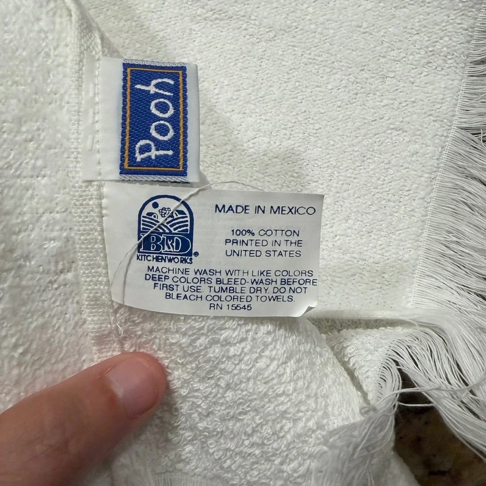 NEW Disney Winnie the Pooh Christmas Kitchen Towel White Embroidered Honey Pot